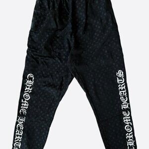Chrome Hearts Black & White Silk Monogram Tearaway Trackpants